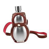 VICASKY Edelstahl Flachmann Feldflasche Gourd Shaped Whiskey Flask mit Pu träger Outdoor Trinkflasche für Wandern Picknick Reise Robust Langlebig