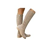 ORANDESIGNE Sommerstiefel Damen Westernstiefel Sommer Stiefeletten Lochmuster Aus Wildleder Cowboystiefel Boho Chic Sonmmer Stiefel A Beige 41 EU