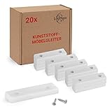 LouMaxx Möbelgleiter Kunststoff – Bodenabstandshalter 50 x 14 x 5 mm – Kunststoffgleiter zum Anschrauben im praktischen Mehrfachpack – 20er Set Mini Möbelfüße weiß inkl. Schrauben