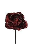 Pandecor Künstliche Rose aus Samt mit Glitter Color Burgundy D. 12,5 x 19 cm