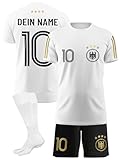 Deutschland Fußballtrikot Personalisiert für Jungen & Mädchen – mit deinem Namen & Nummer – atmungsaktiv & leicht für EM 2024 Fans
