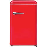 WOLKENSTEIN Retro Kühl-Gefrierkombination Kühlschrank WKS125RT FR Rot | 50er Jahre Retro Look | Nutzinhalt 118L| 3*** Gefrierfach | Höhe 89,50cm | Kühlteil 106L | Gefrierteil 12L | 170 kWh | 41dB