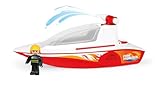 Lena BOAZZ Feuerwehrboot 36 cm, Spielzeugboot Indoor und Outdoor, für Kinder ab 2 Jahren, mit Wassertank und Spritzfunktion, in Buntem Schaukarton, Rot