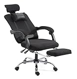 GOOPEEG Bürostuhl Chefsessel Büro-Liegestuhl Executive Stuhl mit hoher Rückenlehne Computerarbeitsstuhl Rückenlehne Anlehnfunktion Ergonomisch mit Fußstütze Computer-Arbeitsstuhl (Color : Black)