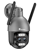 Ctronics [10X Hybrid Zoom 4K Überwachungskamera Aussen Dual-Lens, Metal WLAN Kamera 2,4/5GHz, Auto Track/Personen/Fahrzeug/Tiererkennung, FTP&NVR, 256GB TF/Cloud/PC, Farbnachtsicht, IP66 (Grey)