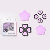 HavenDomicile Niedliches Silikon-Tastenkappen-Set für Nintendo Switch, 2 verbesserte Griffigkeit, ABXY-Tasten, Aufkleber, lebendige rosa weiße Farben, Gaming-Zubehör (Stern lila schwarz)