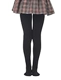 EVERSWE Girls' Winter Fleece Lined Tights, Girls' Opaque Thermal Tights (9-11, Black)