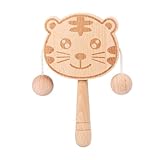 Nixiara Rassel aus Holz für Babys – doppelseitiges Tamburin, Rassel, doppelseitig, akustische Stimulation, Motorik, visuelles Tracking, Kinderwagen