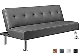 Yaheetech Couch Schlafsofa Klappbett Bettsofa Klappsofa Gästebett Rückenlehne neigbar 105°/140°/180°, 166,5 x 94 x 40 cm, 350 KG belastbar, grau