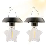 Solarleuchten für den Außenbereich, zum Aufhängen, energiesparend, helle LED, wetterfest, 2 x Laternen für Garten, Auffahrt, Terrasse, Landschaft, Hof, Weg, Hinterhof