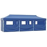 Faltzelt Partyzelt Pop-Up mit 8 Seitenwänden 3 x 9 m Blau, Xichuzi Pavillon, Faltpavillon, Canopy, Gartenpavillon, Rennzelt, Partyzelt, Arbeitszelt, Canopy Tent - 44979