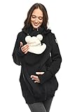 MijaCulture 3in1 Tragejacke Umstandspullover für Tragetuch für Babytrage Kängurujacke 4132 (Schwarz, XXL)