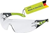 Uvex pheos - Schutzbrille - sportliche Sicherheitsbrille mit 100% UV-Schutz - metallfrei, Anti-Beschlag & kratzfest - schwarz/grün, transparent