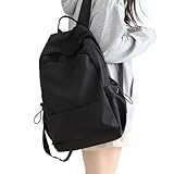 HYC00 Schulrucksack Damen, Causal Travel Schultaschen 15,6 Zoll Laptop Rucksack für Mädchen im Teenageralter Leichter Rucksack Wasserabweisend Bookbag College Boys Men Work Daypack,Schwarz L