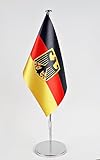 Tischflagge Deutschland mit Adler 15x25cm mit Chrom Ständer edle Ausführung