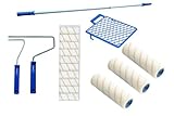 Profesius Maler-Set 17-tlg | 25 cm & 10 cm Farbroller | 27×30 cm Abstreifgitter | Teleskopstange 0,6–0,9 m | Farbwannenbügel | Komplettes Malerwerkzeug für Wand & Decke