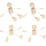 4 Stück DIY Holzfiguren, Biegepuppen Holzfiguren zum Bemalen, Naturholz Figuren zum Bemalen für Kinder DIY-Set für Tischdekoration & Bastelprojekte