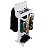 OAKVYNE Stummer Diener Modern, Stummer Diener Stuhl, Herrendiener Mit Schublade, Schuhregal Und Anzugständer, Damen-Kleiderständer Fürs Schlafzimmer, Kleiderständer(White)