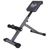 GYRONETICS® Hyperextension Rückentrainer - Klappbar, Höhenverstellbar, bis 120 kg, mit Gepolsterter Beinfixierung, Schwarz - Bauchtrainer, Römischer Stuhl, Rückenstrecker für Zuhause, Fitnessgerät