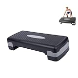 Steppbrett für zuhause, Höhenverstellbar (10-15cm) Stepper Fitness, Aerobic Stepper mit Widerstandsbändern, Rutschfest, Fitnessgeräte für zuhause, 68cm(Grau)
