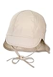 Sterntaler Schirmmütze Nacken Basic - Unisex Baby- und Kinder Mütze mit Nackenschutz, Ohrenklappen und Bindeband - UV-Schutz 50+ Hut aus Popeline (Bio) - Sommer Kopfbedeckung - beige, Größe 39
