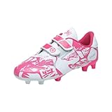 Roniluu Fußballschuhe für Kinder,Atmungsaktive Fußballschuhe mit Stollen, Fussballschuhe Jungen Mädchen,Rosa,30EU