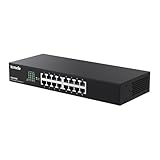 Tenda Switch 16 Port Gigabit LAN Switch (Plug-and-Play Ethernet Switch, Netzwerk Switch 19 Zoll Rack-Monrage, Lüfterlos, Metallgehäuse, Schwarz) (TEG1016D)