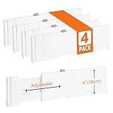 4 Stück 9,7cm Hohe Schubladentrenner, 28-43cm Schubladentrenner Verstellbar für Kleidung, Schubladen Trenner für Kommoden, Schubladenteiler für Babykleidung, Eitelkeit, Küche und Büroaufbewahrung