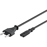 Goobay 95039 Euro Netzkabel 2 polig Eurostecker Typ C & C7 Buchse universelles Stromkabel Eurokabel Anschlusskabel Schwarz Verlängerungskabel 5m