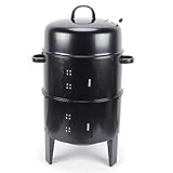 Räucherofen mit Deckel & Thermometer, 3 in 1 Smoker Holzkohlegrill, BBQ Räuchertonne für die Zubereitung von gegrilltem Fleisch ihn drinnen und draußen verwenden.