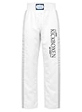 BAY EDEL Stick Kickboxhose weiß mit silbergrauen Seitenstreifen Aufschrift Kickboxen Thaiboxhose lang Hose Kick-Boxen Thaiboxen Muay Thai Satinhose, Silber grau (M)