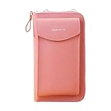 The Original Clutch Wallet Trendy Mobile Phone Bag Korean Fashion Large Capacity Double Layer Wallet Multi Functional Women Crossbody Bag Luggage Tag (Watermelon Red, One Size)