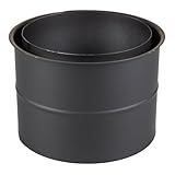 raik Rauchrohr Doppelwandfutter Ofenrohr 150 mm Schwarz aus Stahl temperaturbeständig bis 600 °C für sichere Verbindung zwischen Kamin und Schornstein