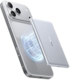 TORRAS MiniMag Weiß Powerbank für Magsafe, Schnellladen 5000mAh Magnetische Powerbank Slim, Wireless Externe Akkupack mit USB-C-Kabel für iPhone 16 Pro Max/15/14/13/12, silberweiß