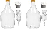 lilawelt24 2X 5L Weinflasche Weinballon aus Kunstoff + Gummistopfen +Gährröhrchen - GÄRBALLONGÄRBALLON Ballonflasche Gallone Leere Flasche zum Befüllen Wasseraufbewahrung Gärflasche PET (2X 5L Set)