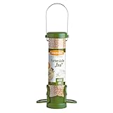 Welzhofer Vogel Futtersäule Green Line Eva - Vogelfutterspender & Futterstation für Wildvögel - 2 Sitzringe, 1 Liter Kapazität, 69mm Innendurchmesser für alle Futterarten