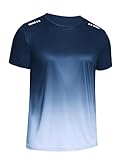 Weardear Sport Shirt Männer Kurzarm Gym Shirt Laufshirt Herren Gradient Oberteile Atmungsaktiv Laufshirt Trainingsshirt Herren Schwarz M