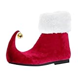 Damen Weihnachtsglocken Stiefel - Warmes GefüTterte Christmas Boots Kurzschaft Stiefel - Lustige Flach Stiefeletten Winterstiefel Weihnachtsstiefel Bequem Herbst Winter Winterschuhe Halbstiefel