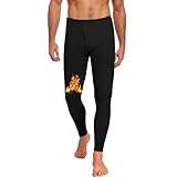 BLONGW Thermo Unterhosen Herren Lange Thermohose Männer Warm Thermounterwäsche Fleece Skiunterwäsche Funktionsunterwäsche für Winter Gefüttert Hose（A-Schwarz,L）