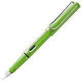 Lamy safari green Füller - Füllhalter mit ergonomischem Griff & polierter Stahlfeder in Strichbreite M - robuster ASA-Kunststoff - inkl. Tintenpatrone T 10 blau - Rechtshänder