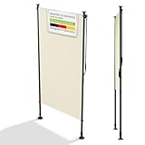 Juskys Senkrechtmarkise Barbados 100x310 cm - Balkon Sichtschutz wetterfest - Ausziehbare Seitenmarkise ohne Bohren für Garten und Balkon - Beige