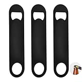 3 Stück Flaschenöffner Edelstahl, Barkeeper Bierflaschenöffner Flaschenöffner Kapselheber Bieröffner Bierflaschenöffner Schwarz Flacher Barkeeper Bieröffner für Männer Frauen Küche Bar Party