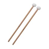 2 Stück Schlagzeug Schlägel Paukenschlägel Weißer Filz Trommelschläger Stick Trommelstöcke Wollstockschlägel Percussion Instrumental Zubehör für Pauken Snaredrum