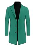 Lars Amadeus Herren Trenchcoat Slim Fit Winter gekerbtes Revers Einreiher Lange Jacke Overcoat, Naturgrün, S