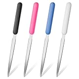 Piriuuo 4 Stück Brieföffner, Edelstahl Brieföffner Tragbares Postöffner Werkzeug mit Griff Letter Opener Aus Metall Schlitzer Leichte Postschlitzer, Briefmesser für Schule, Büro und Zuhause