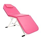 Rosa Massageliege Therapieliege Behandlungsliege Mobile Massagebett Massagetisch Breit HöHenverstellbar Tragbare Massagebank HöHenverstellbarer Armlehnen FüR Physiotherapie Tasche Klappbar 3Zonen