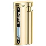 Maxfire Sturmfeuerzeug Jetflamme, Jet Feuerzeug mit sichtbarem Fenster, nachfüllbares und verstellbares Taschenfeuerzeug (ohne Gas)