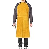 Trintion Schweißschürze Anti Flamme Schwere Arbeitsschürze Verschleißfeste aus Kuhspaltleder Spaltleder Latzschürze Verstellbare Schutzkleidung 60 x 90 cm