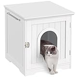 Yaheetech Katzenhaus Katzenhöhle Weiß geschlossene Katzentoilette mit Eingang & Handtuchhalterung Katzenklo Schrank für Katzen Hunde Haustier 48,5 x 51 x 51,5 cm, Weiß