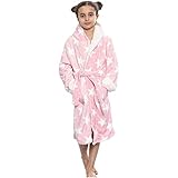 A2Z 4 Kids Vlies Luxus Sherpa Vermummt Dressing Kleid Stern Drucken - Bathrobe 129 Stars Print Pink._9-10